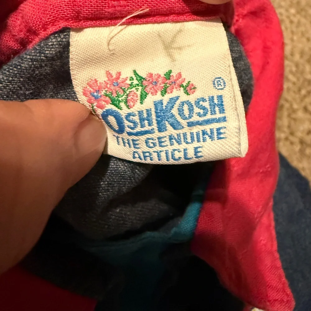 vintage oshkosh Long Sleeve Denim Dress Pink Collar 24‎ Months